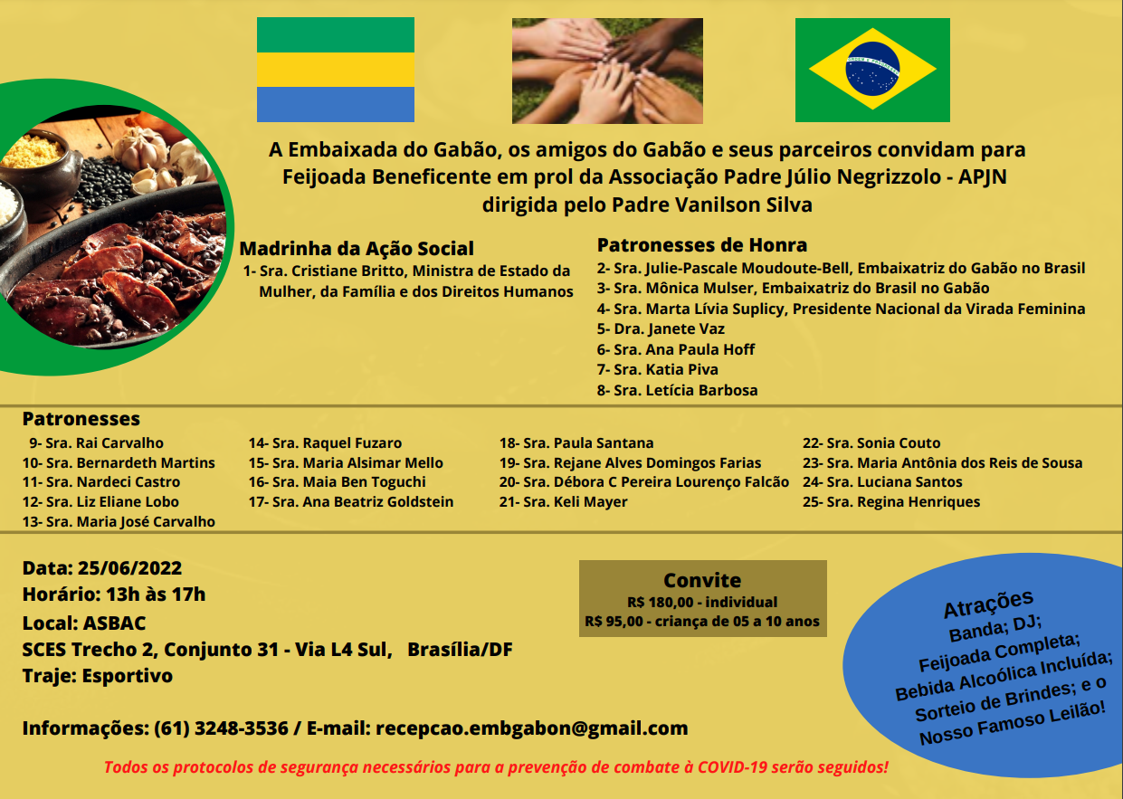 Embaixada do Gabão promove evento beneficente na ASBAC